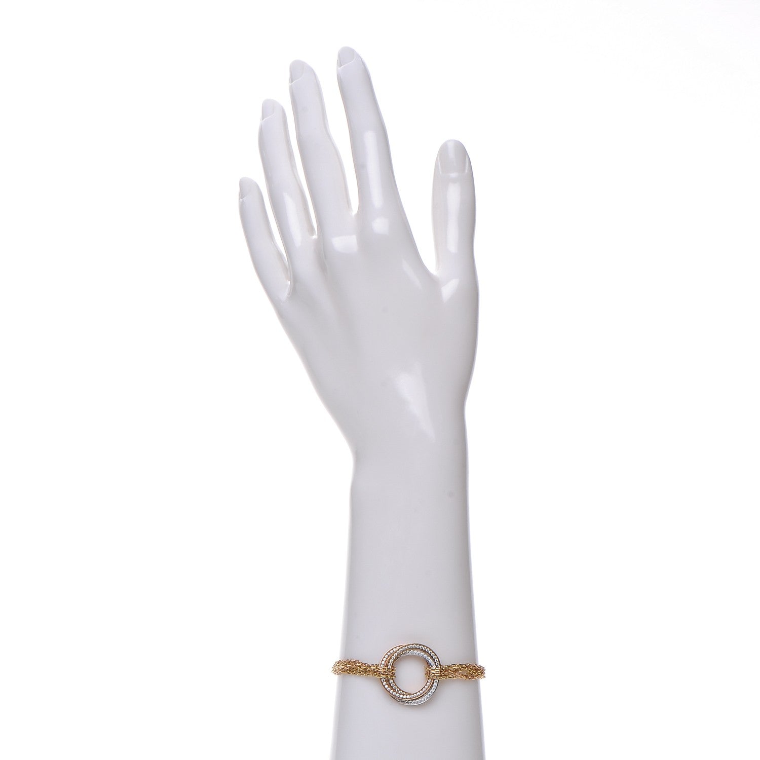Cartier 18K Pink Yellow White Gold Diamond Trinity De Bracelet 2 of 7