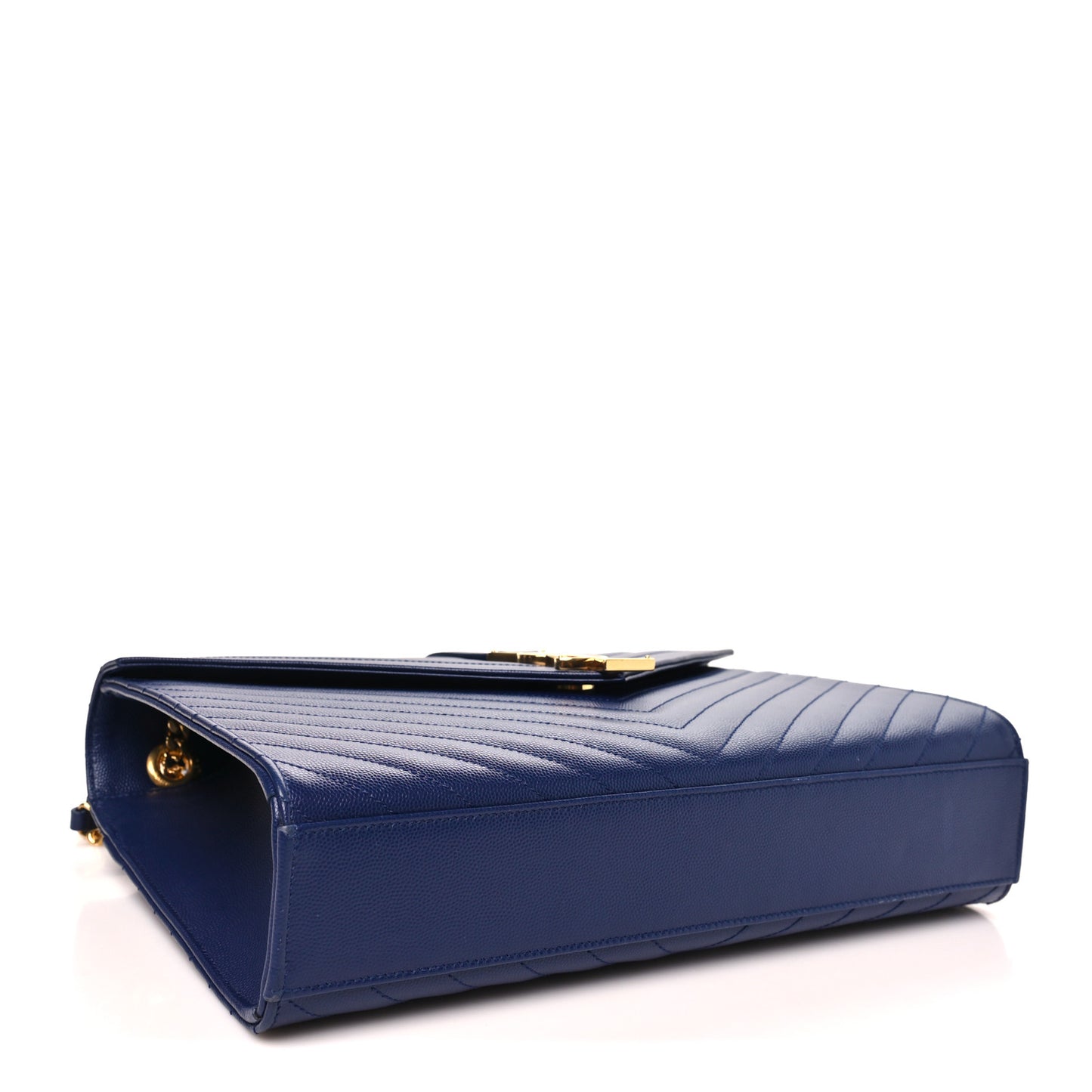 Grain De Poudre Matelasse Chevron Large Monogram Satchel Navy Blue
