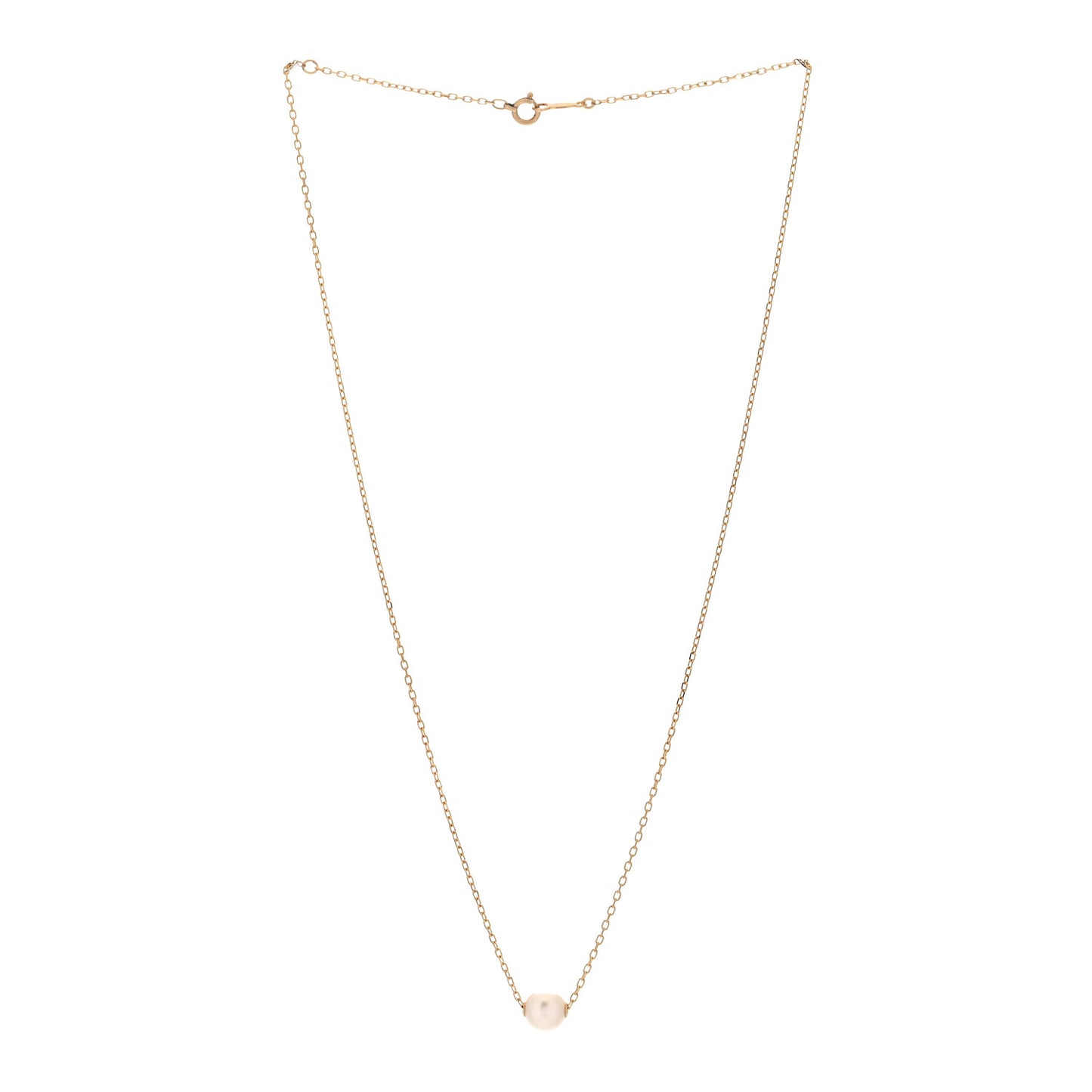 18K Yellow Gold Akoya Pearl 7-7.5mm Single Pendant Necklace