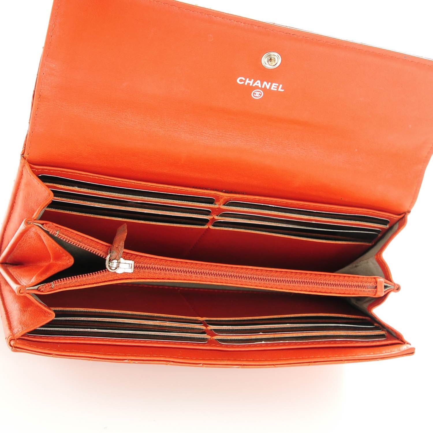 Chanel Patent Quilted Brilliant Large Flap Wallet Orange 5 of 10