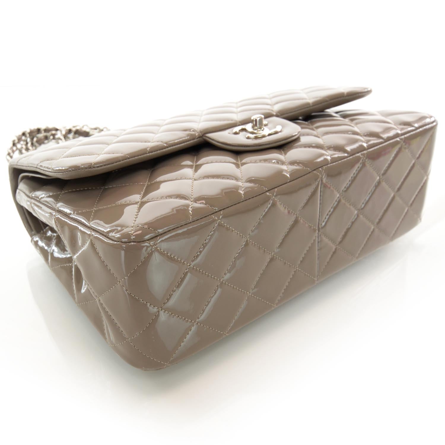 Chanel Patent Jumbo Double Flap Taupe 4 of 9