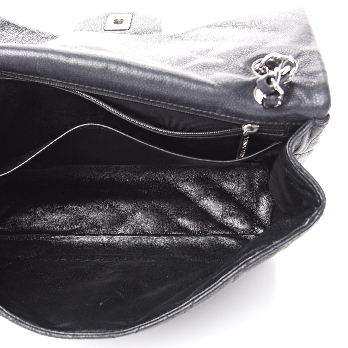 Washed Caviar Quilted Maxi Single Flap Black