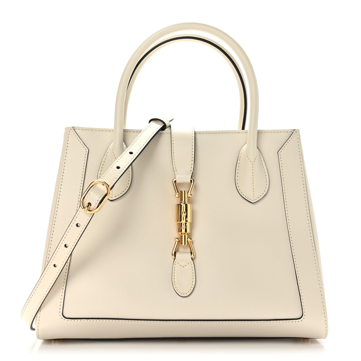 Gucci Boarded Plutone Calfskin Medium Jackie 1961 Tote Mystic White 1 of 9