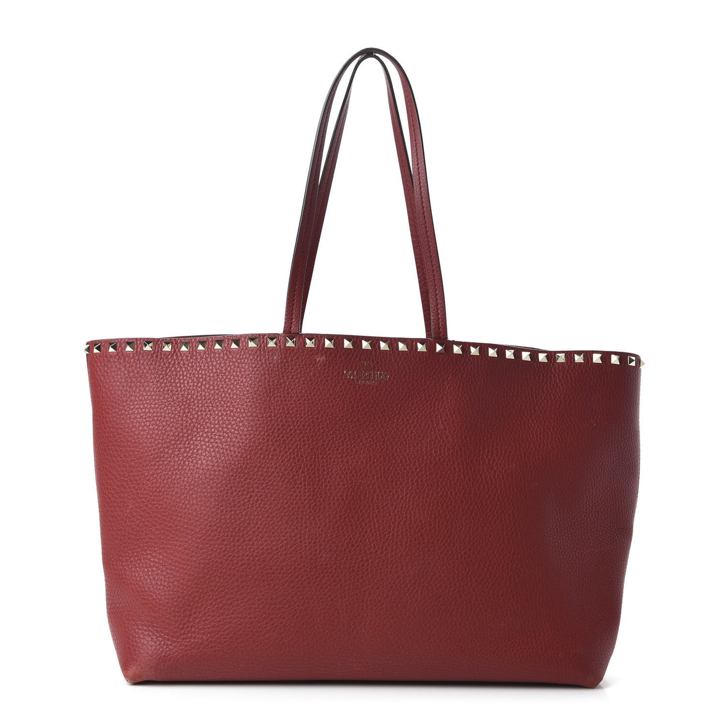 Grained Calfskin Rockstud Shoulder Tote Rosso Valentino