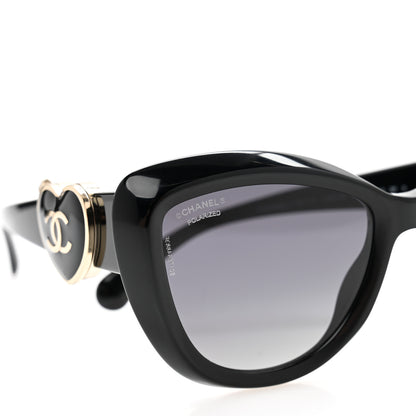 Chanel Acetate Enamel Heart Butterfly Sunglasses 5517 Black 7 of 9