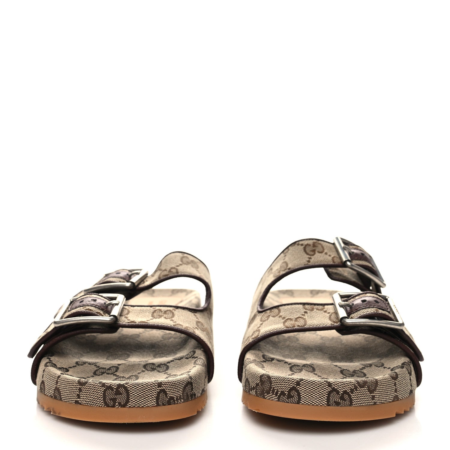 Gucci GG Monogram Lavaredo Eco Fabric Mens Slide Sandals With Straps 6 Beige Ebony Light Brown 2 of 8