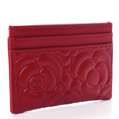 Chanel Caviar Camellia Embossed Card Holder Red 2 of 4