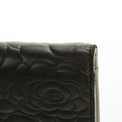 Chanel Lambskin Camellia Embossed Yen Wallet Black 8 of 8