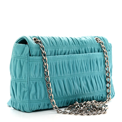 Prada Nappa Gaufre Medium Sound Flap Shoulder Bag Turchese 3 of 9