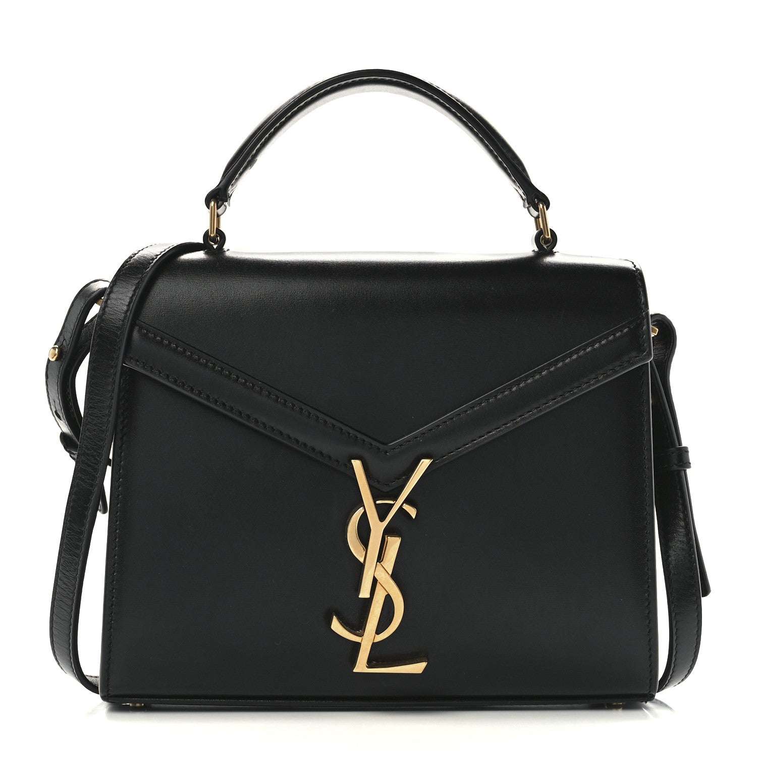 Saint Laurent Grain de Poudre Mini Classic Monogram Cassandra Top Handle Black 1 of 12