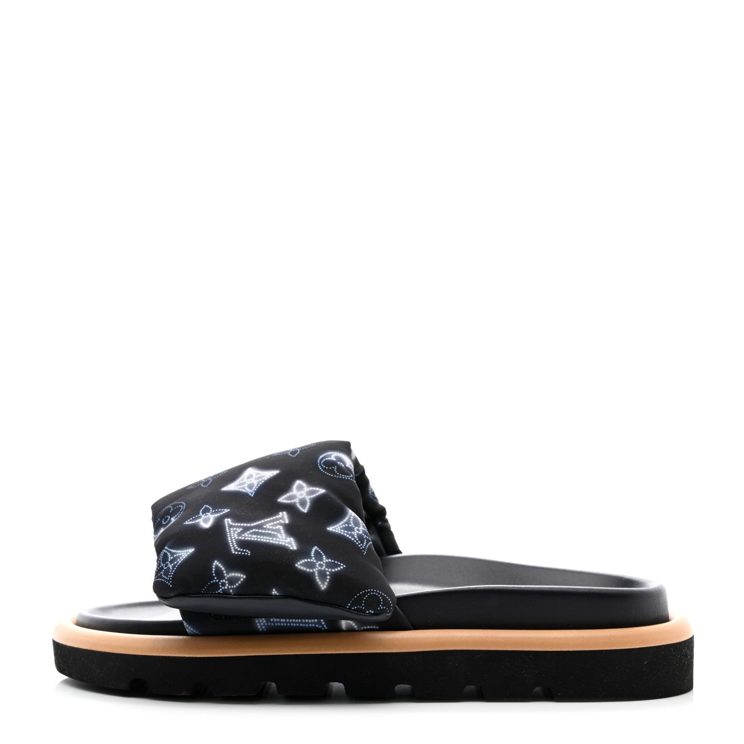 Louis Vuitton LOUIS VUITTON Nylon Monogram Womens Pool Pillow Comfort Mules 38 Navy Blue 1 of 8