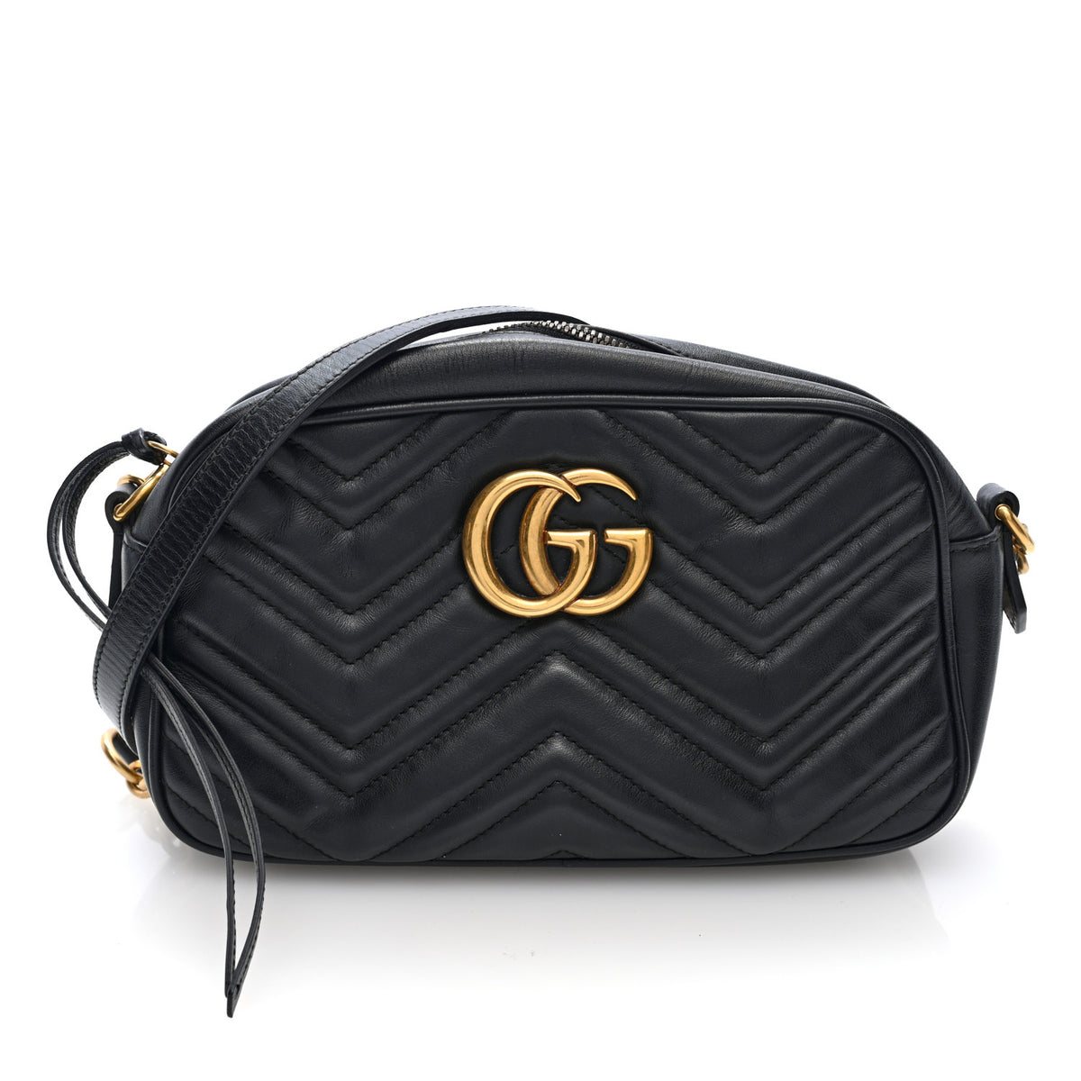 Calfskin Matelasse Small GG Marmont Chain Shoulder Bag Black