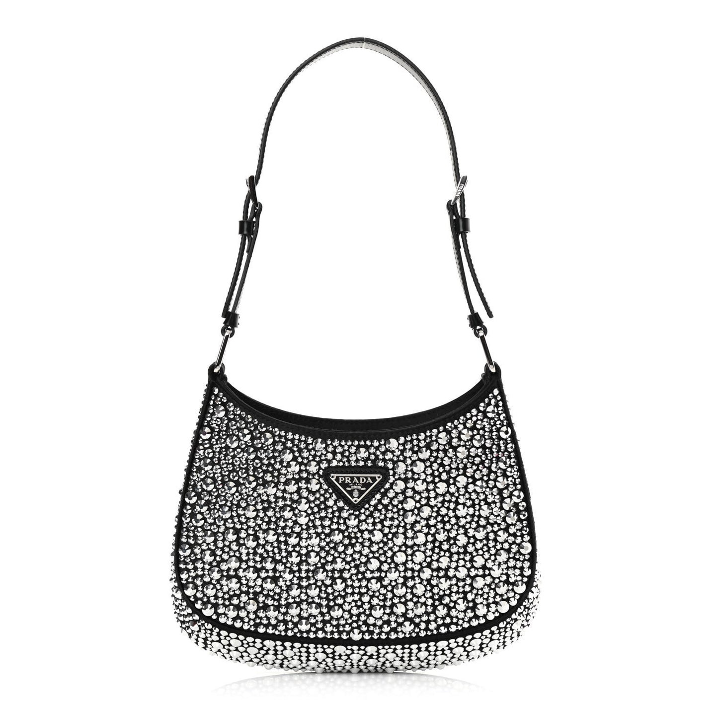 Satin Crystal Cleo Adjustable Strap Shoulder Bag Metal