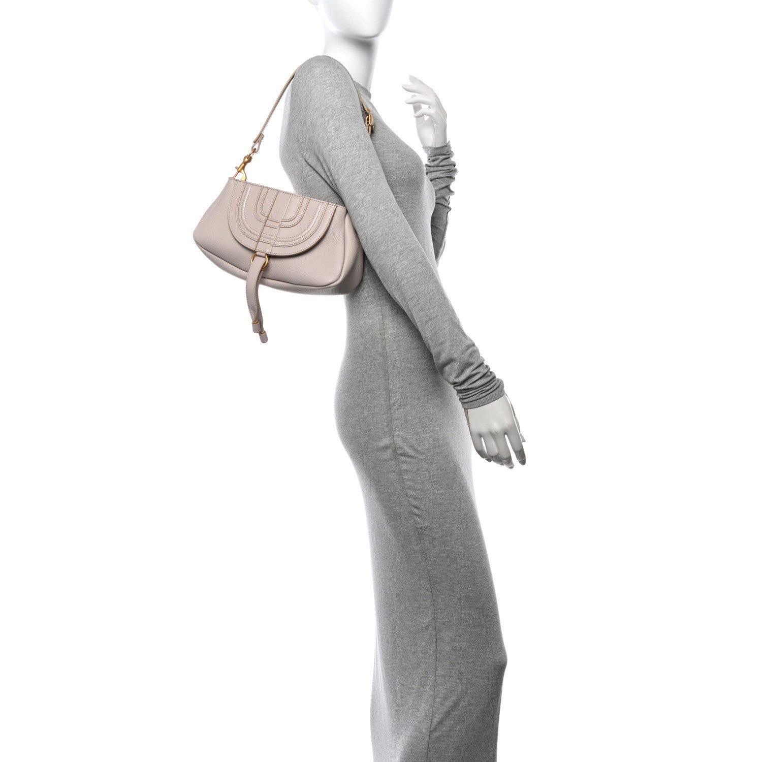 Chloe Shiny Grained Calfskin Small Marcie Clutch Wild Grey 2 of 9