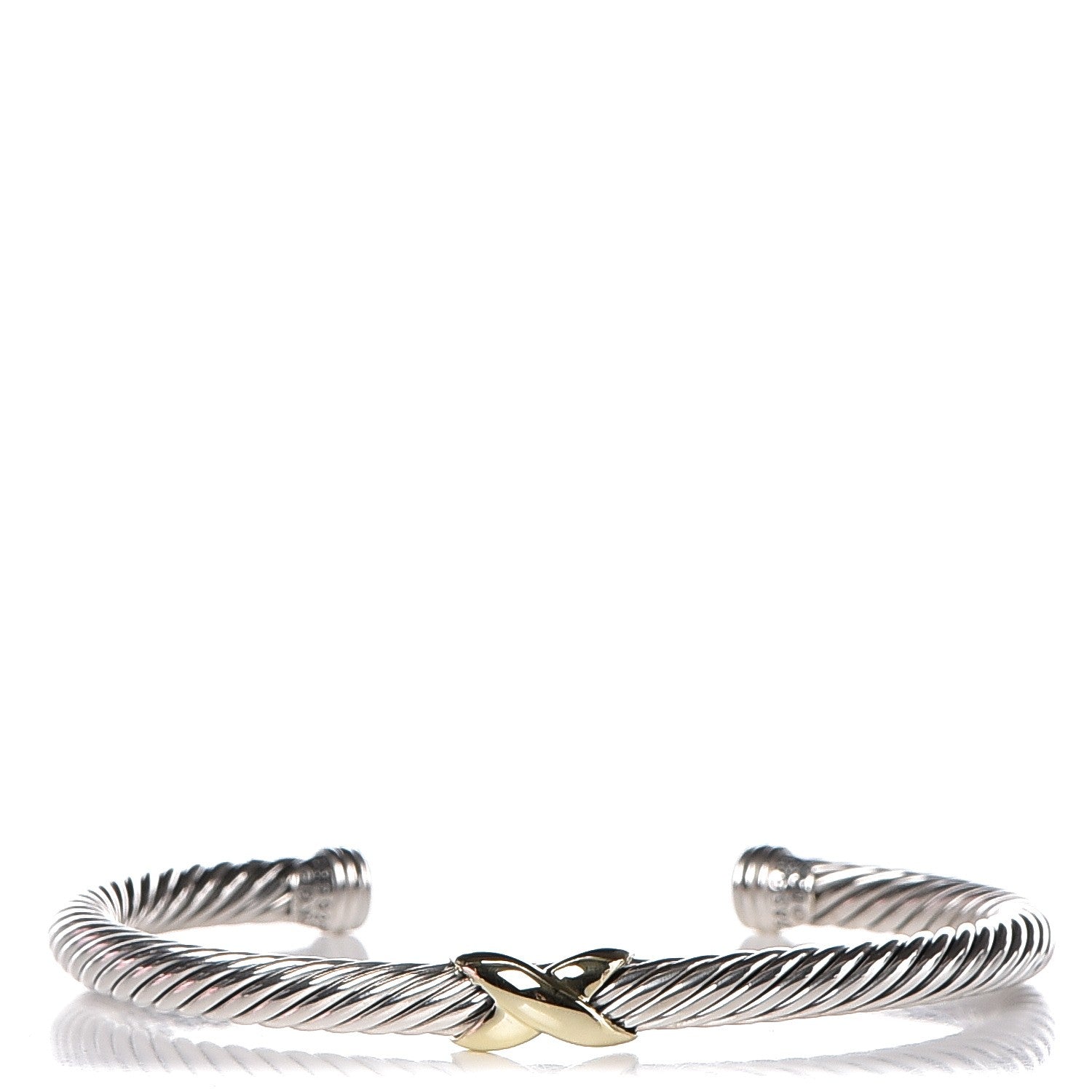 David Yurman Sterling Silver 14K Yellow Gold 5mm X Station Cable Bracelet 1 of 4