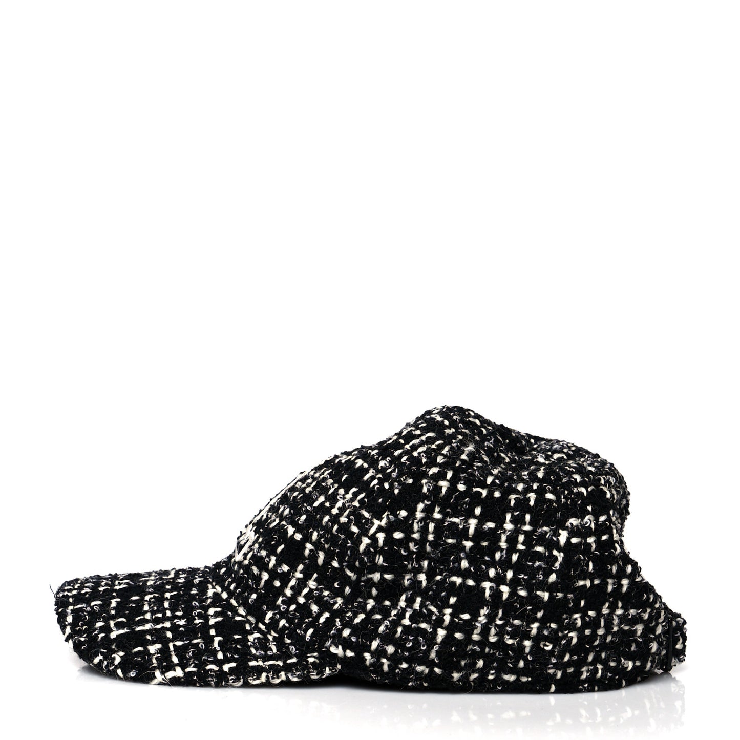 Wool Tweed Embroidered Baseball Cap 57 Black