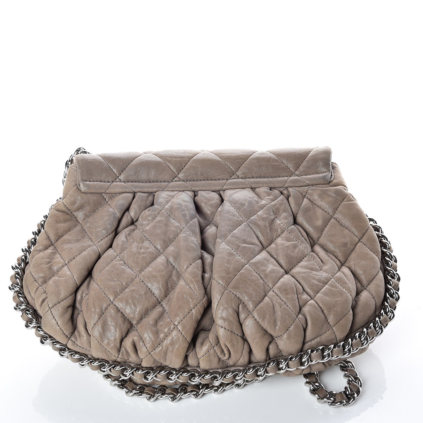 Washed Lambskin Quilted Medium Chain Around Messenger Taupe