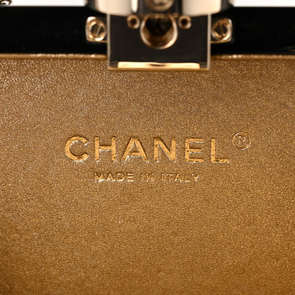 Chanel Plexiglass Perfume Bottle Clutch Black Gold 6 of 11