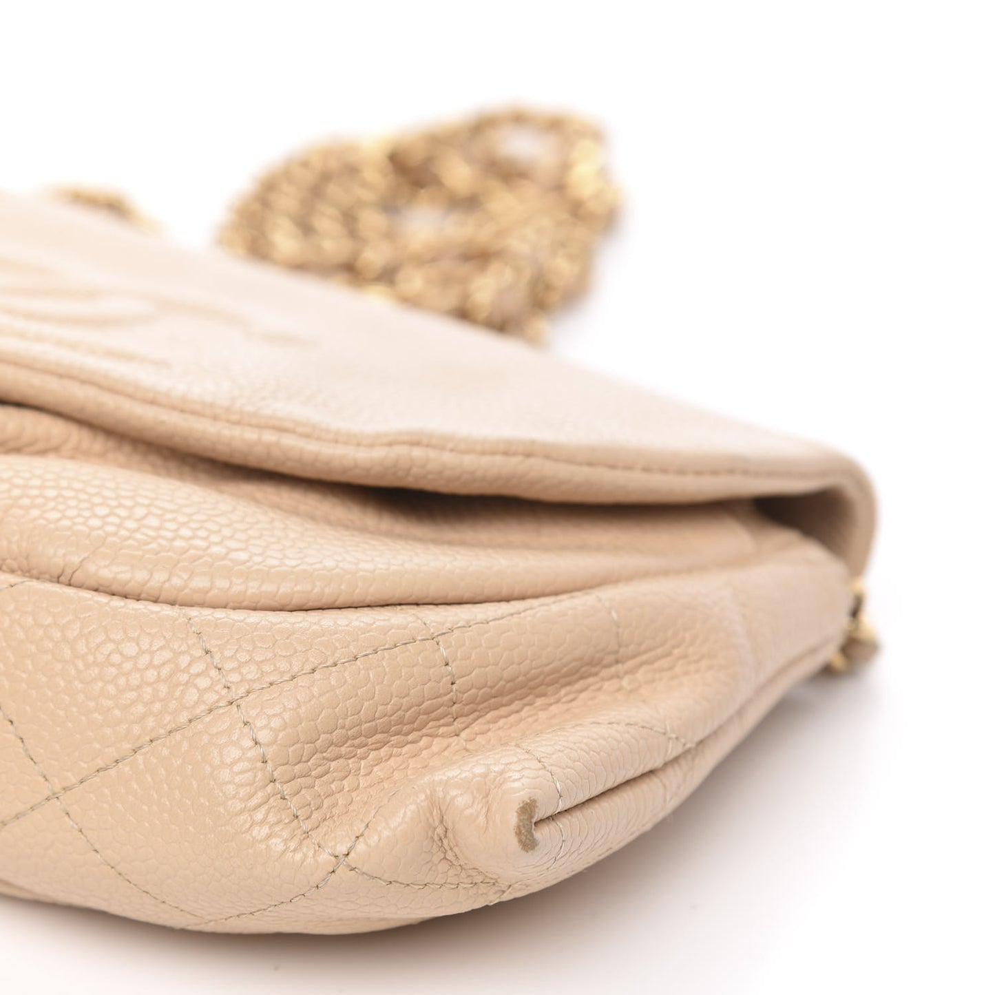 Caviar Half Moon Wallet On Chain WOC Beige