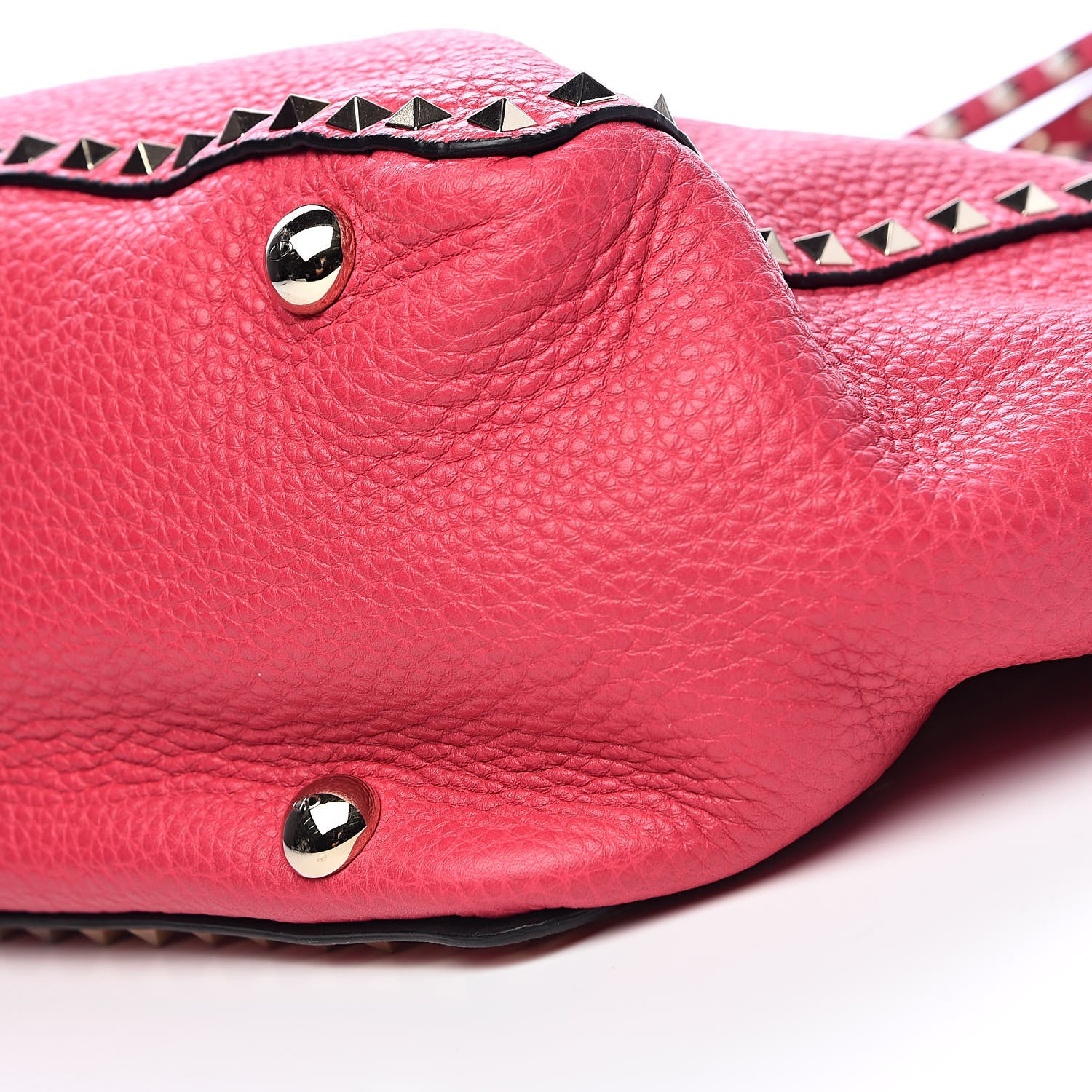 Valentino Garavani Pebbled Calfskin Medium Rockstud Tote Deep Fuxia 9 of 10