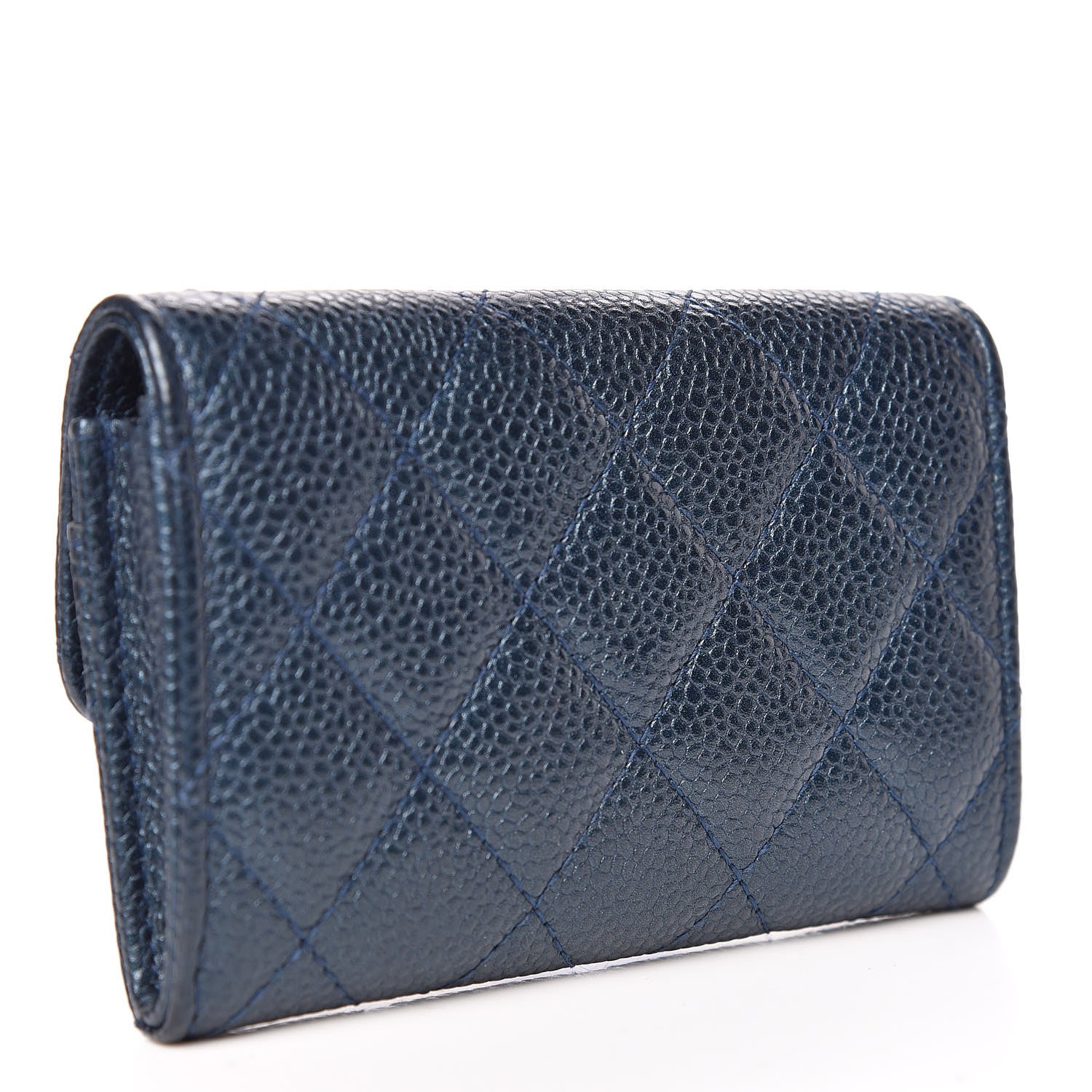 Chanel Metallic Caviar Quilted Flap Card Holder Dark Blue 3 of 8