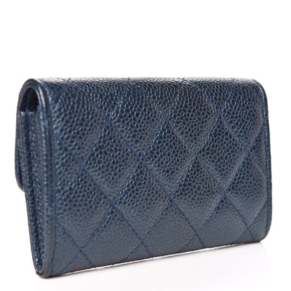 Chanel Metallic Caviar Quilted Flap Card Holder Dark Blue 3 of 8