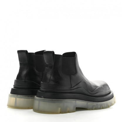 Bottega Veneta Calfskin The Tire Cropped Chelsea Short Boots 37.5 Black Transparent 4 of 10