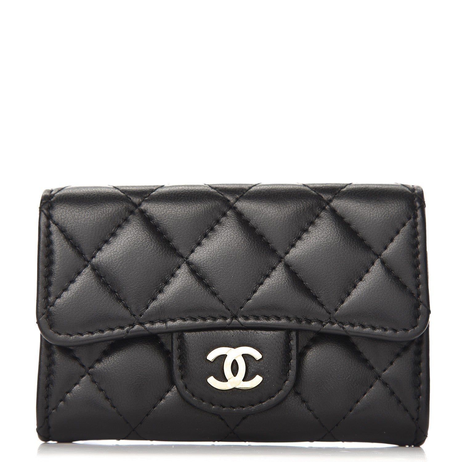 Chanel Lambskin Quilted Flap Card Holder Black 1 of 9