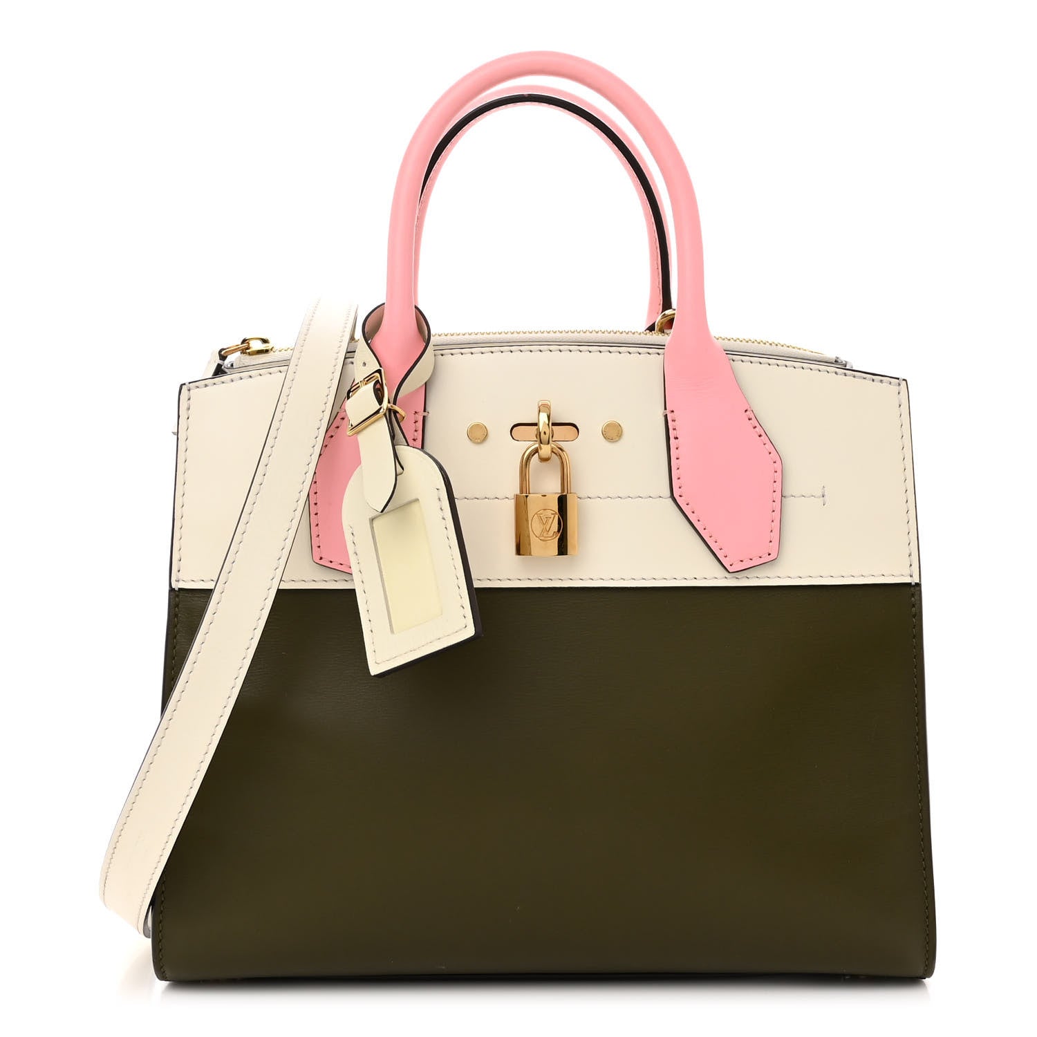 Louis Vuitton Calfskin City Steamer PM Kaki White Magnolia 1 of 11