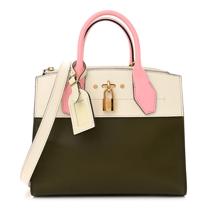 Louis Vuitton Calfskin City Steamer PM Kaki White Magnolia 1 of 11