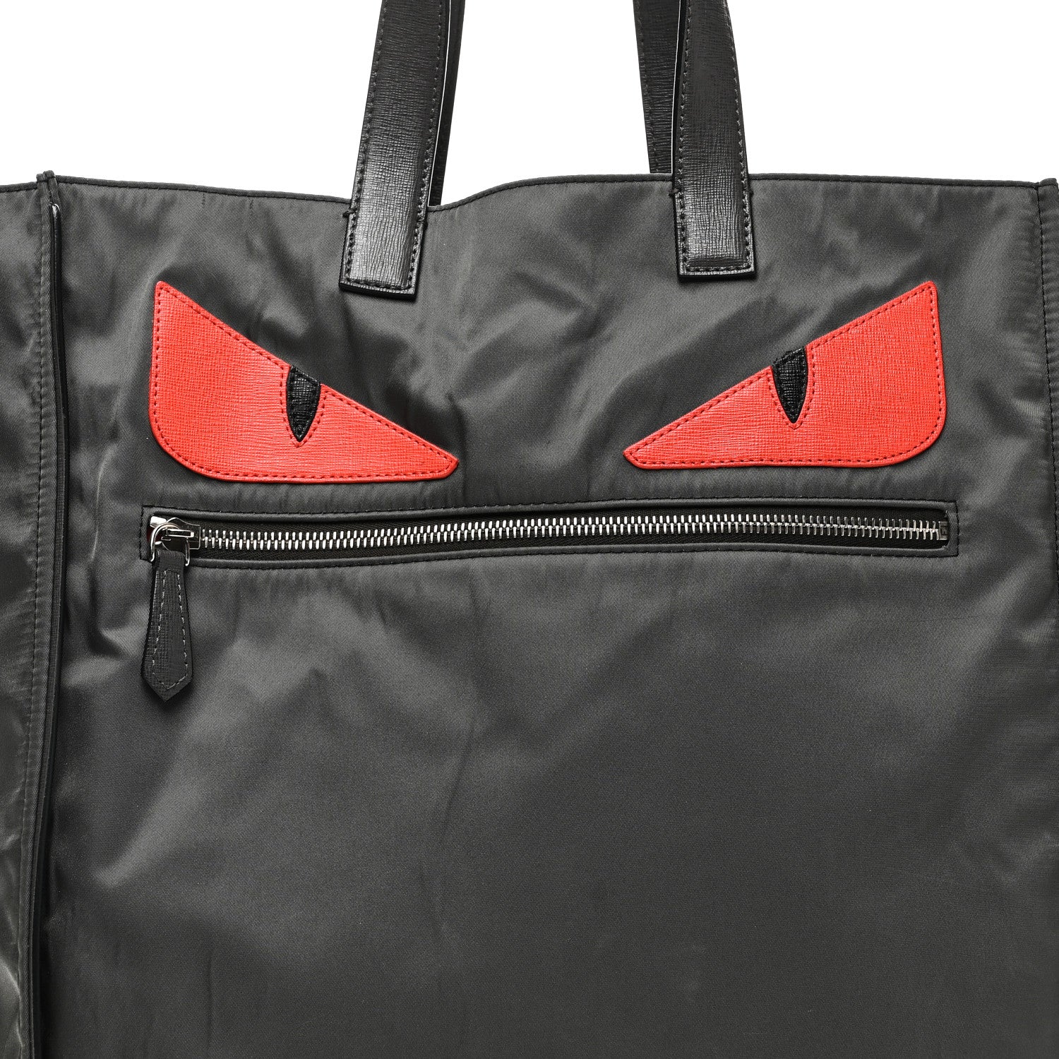 Fendi Nylon Vitello Elite Monster Eyes Tote Grey Multicolor 8 of 10