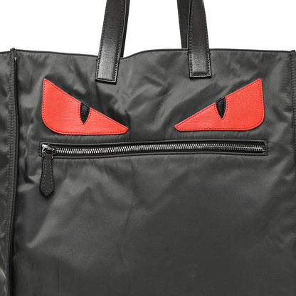 Fendi Nylon Vitello Elite Monster Eyes Tote Grey Multicolor 8 of 10