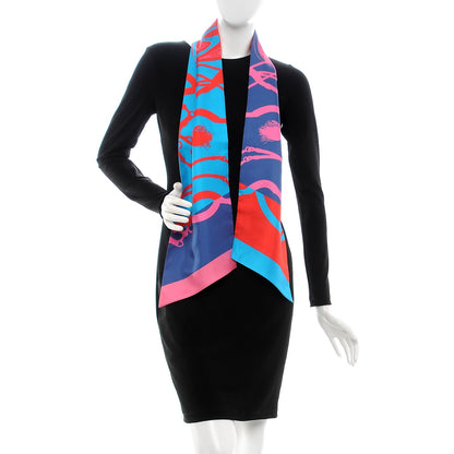 Hermes Silk Festival des Amazones Maxi Twilly Quetsche Bleu Rouge Rose Vif 2 of 4