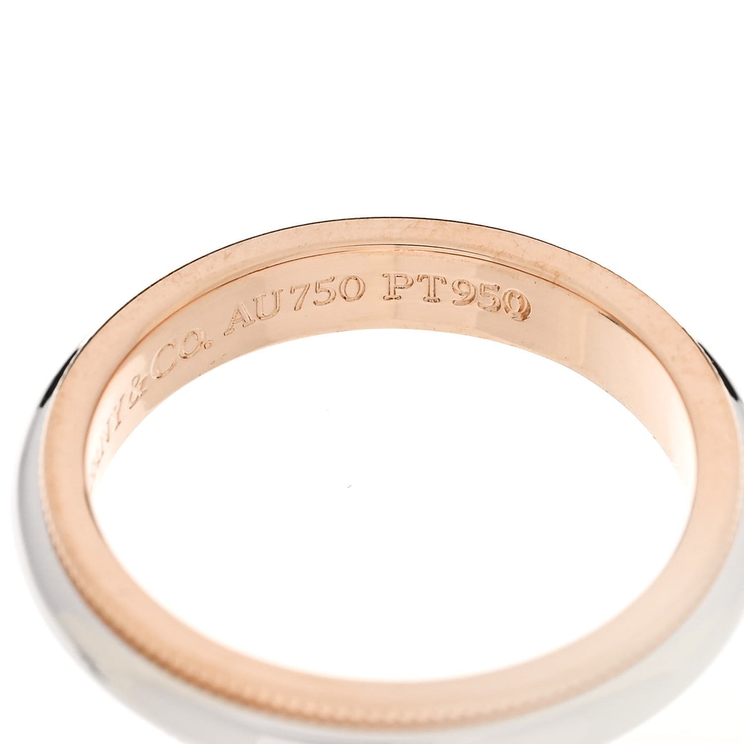 Platinum 18K Rose Gold 3mm Milgrain Band Ring 50 5.5