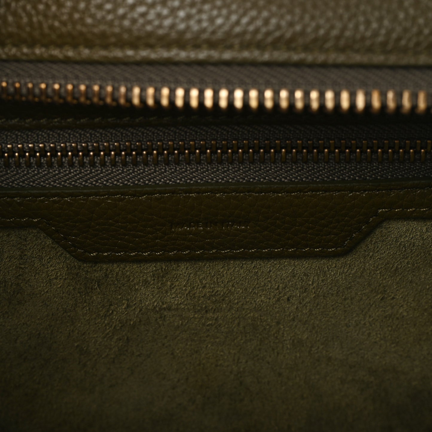 Drummed Calfskin Micro Luggage Dark Olive