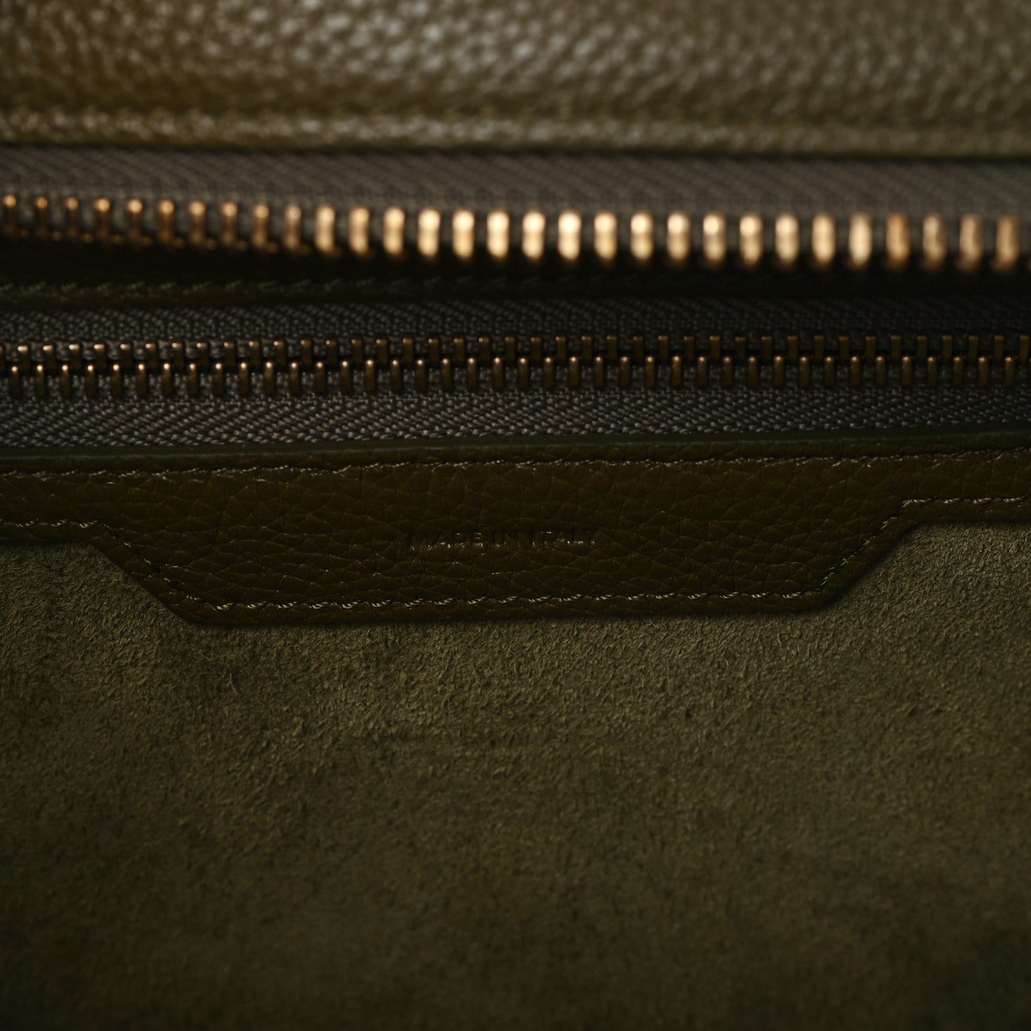 Celine Drummed Calfskin Micro Luggage Dark Olive 6 of 10