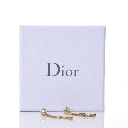 Christian Dior Crystal Heart Dangle Chain Earrings Gold 5 of 5