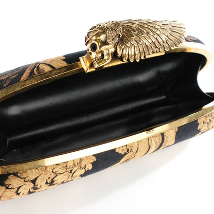 Alexander McQueen Silk Gibbons Printed Hell's Knuckle Duster Clutch Black Gold 7 of 10