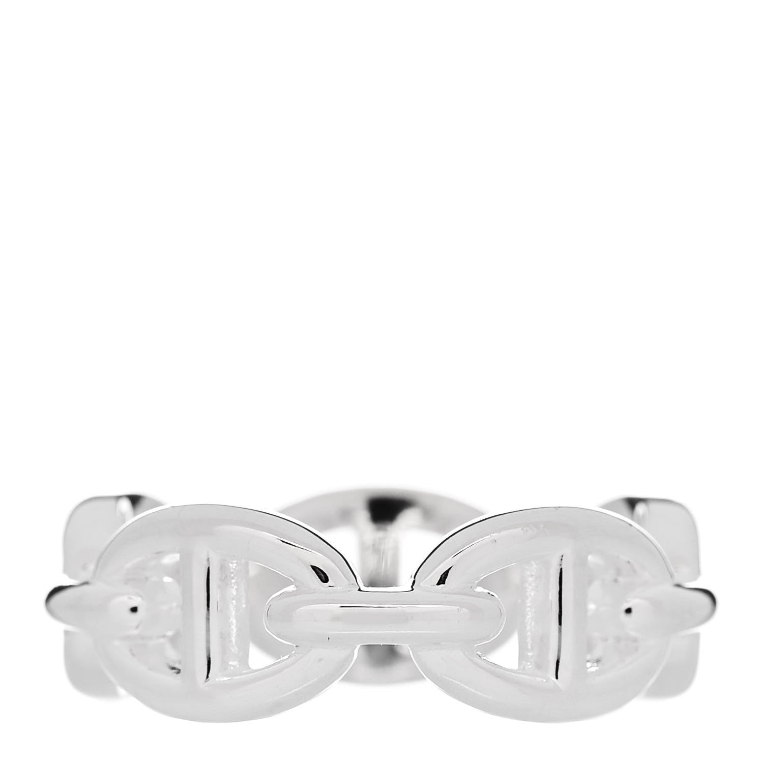 Hermes Sterling Silver PM Chaine d'Ancre Enchainee Band Ring 55 7.25 3 of 9