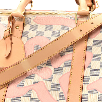 Louis Vuitton Damier Azur Tahitienne Keepall Bandouliere 50 Rose Ballerine 10 of 10