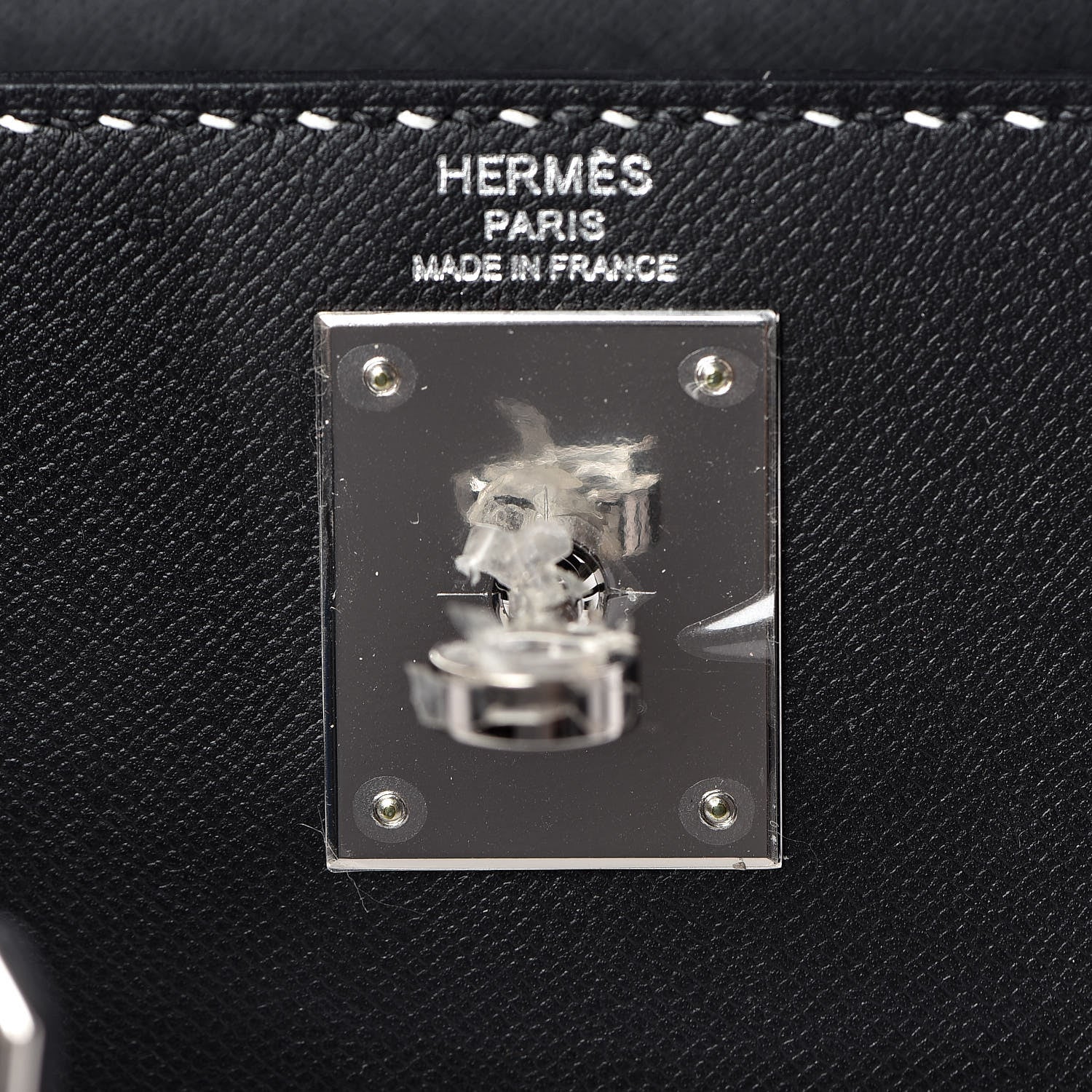 Hermes Grained Monsieur Un Point Sur Deux Kelly Sellier 28 Black 20 of 36