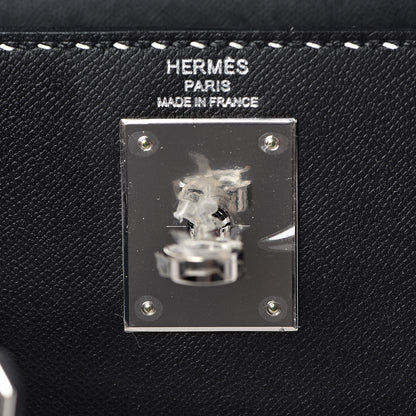 Hermes Grained Monsieur Un Point Sur Deux Kelly Sellier 28 Black 20 of 36
