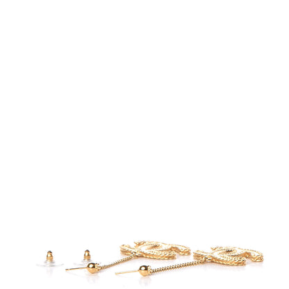 Chanel CC Drop Earrings Matte Gold 4 of 5