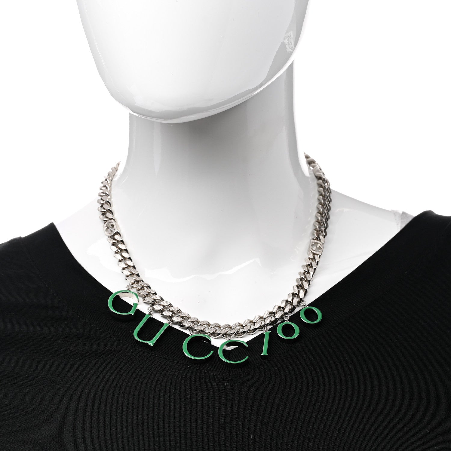 Gucci 100 Script Choker Necklace Green 2 of 5