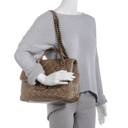 Chanel Glazed Calfskin Castle Rock Large Flap Dark Beige 2 of 8