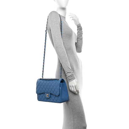 Chanel Caviar Quilted Jumbo Double Flap Blue 2 of 11