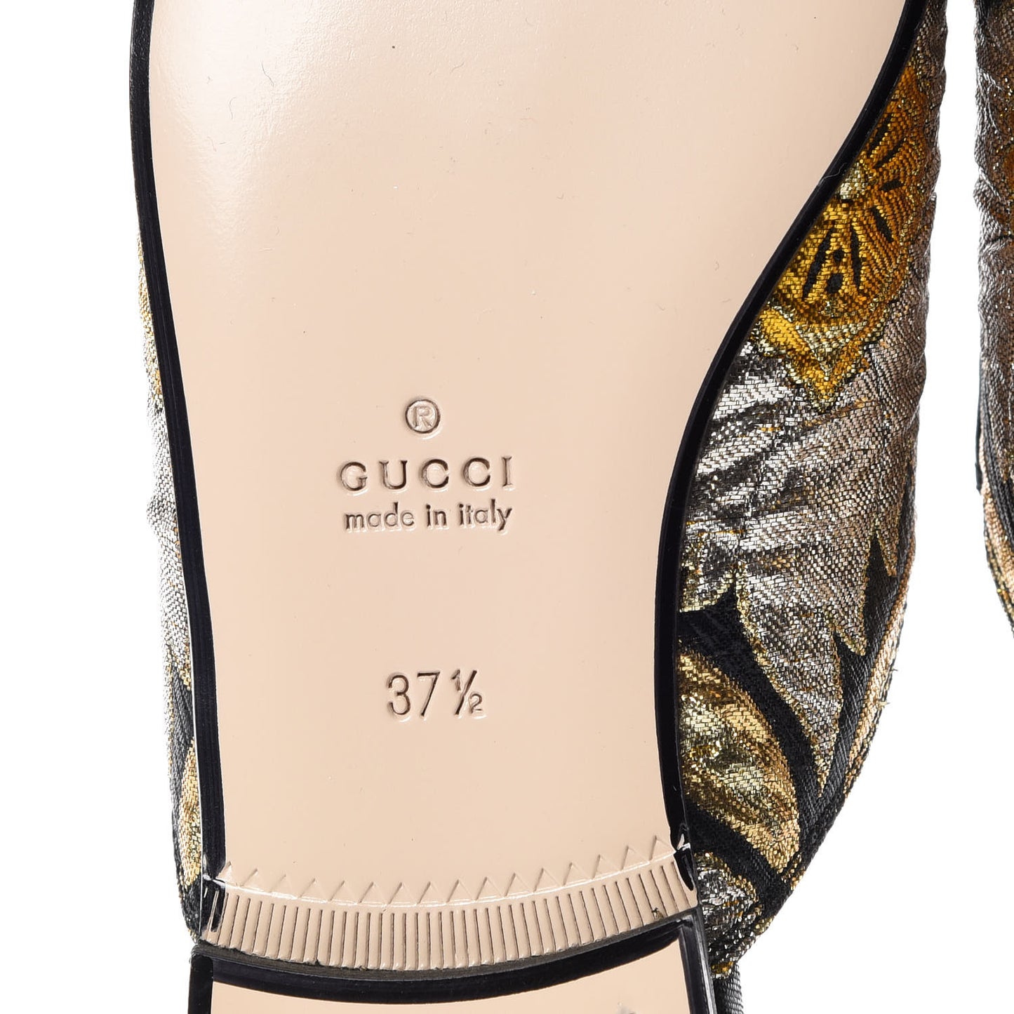 Jacquard Floral Womens Princetown Slippers 37.5 Oro Black