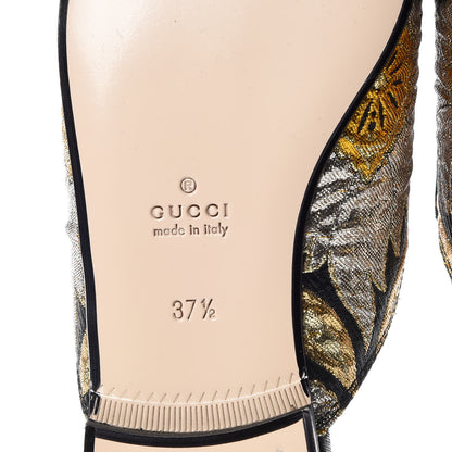 Gucci Jacquard Floral Womens Princetown Slippers 37.5 Oro Black 6 of 11