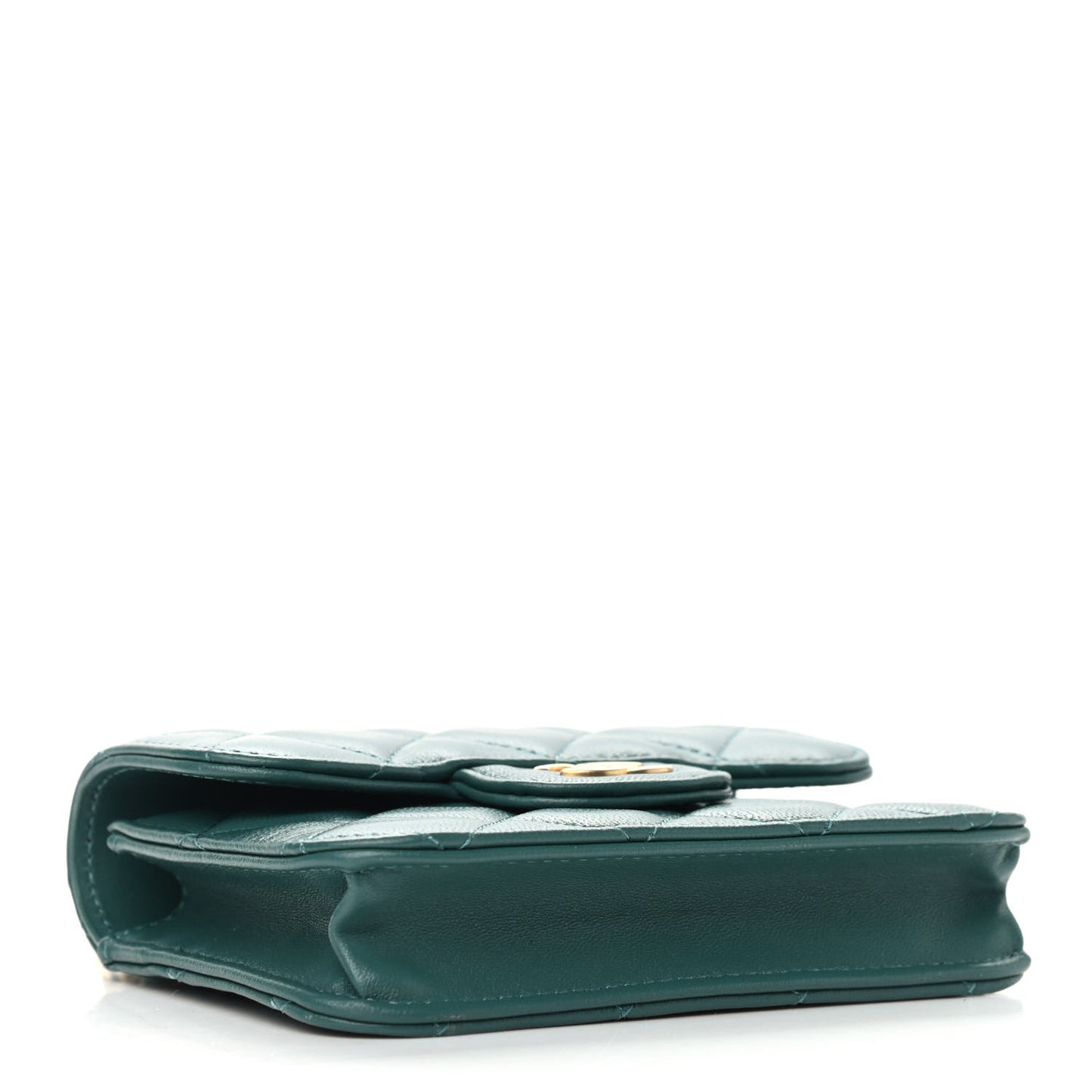 Lambskin Quilted Top Handle Flap Coin Purse With Chain Green