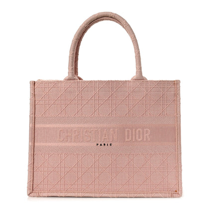 Christian Dior Canvas Embroidered Cannage Medium Book Tote Bois de Rose 1 of 9